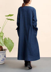 Organic O Neck Pockets Spring Dresses Fashion Ideas Navy Dresses - SooLinen