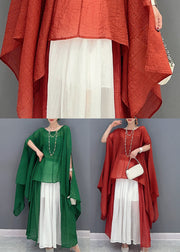Organic Orange Asymmetrical Design Cotton Two Piece Set Women Clothing Summer