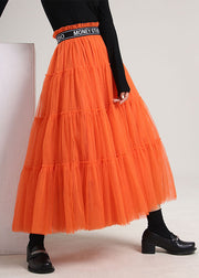 Organic Orange Patchwork Solid Tulle Skirt Spring