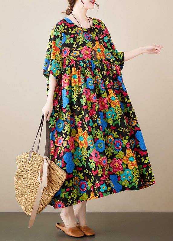 Organic Print Patchwork Cozy Long Dresses Summer