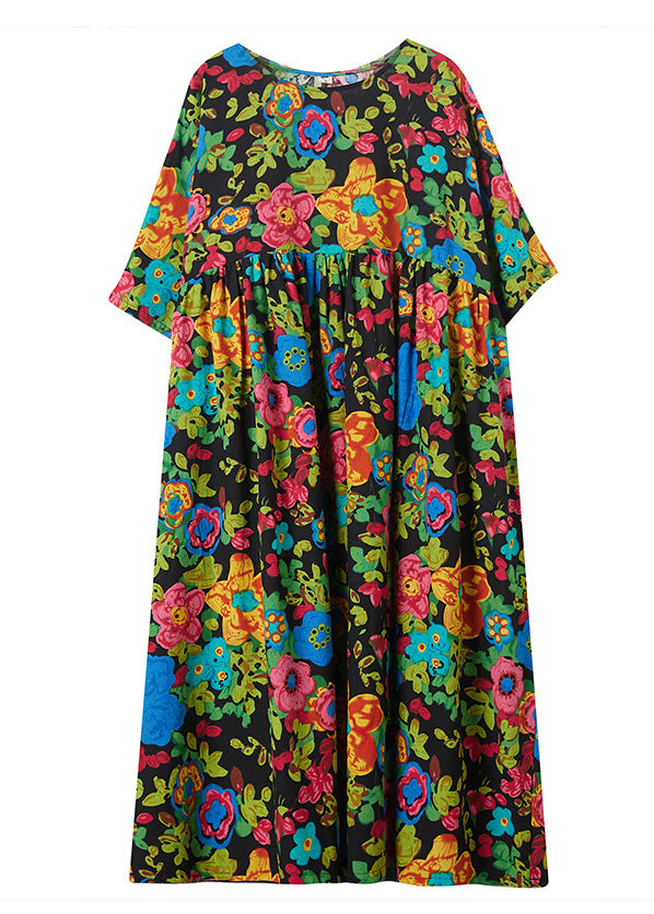 Organic Print Patchwork Cozy Long Dresses Summer