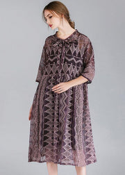 Organic Purple Fashion Chiffon Spring Half Sleeve Two Pieces Set - SooLinen