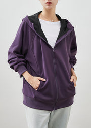 Organic Purple Hooded Cotton Sweatshirts Coats Spring