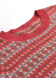 Organic Red O Neck Print Patchwork Woolen Dresses Winter