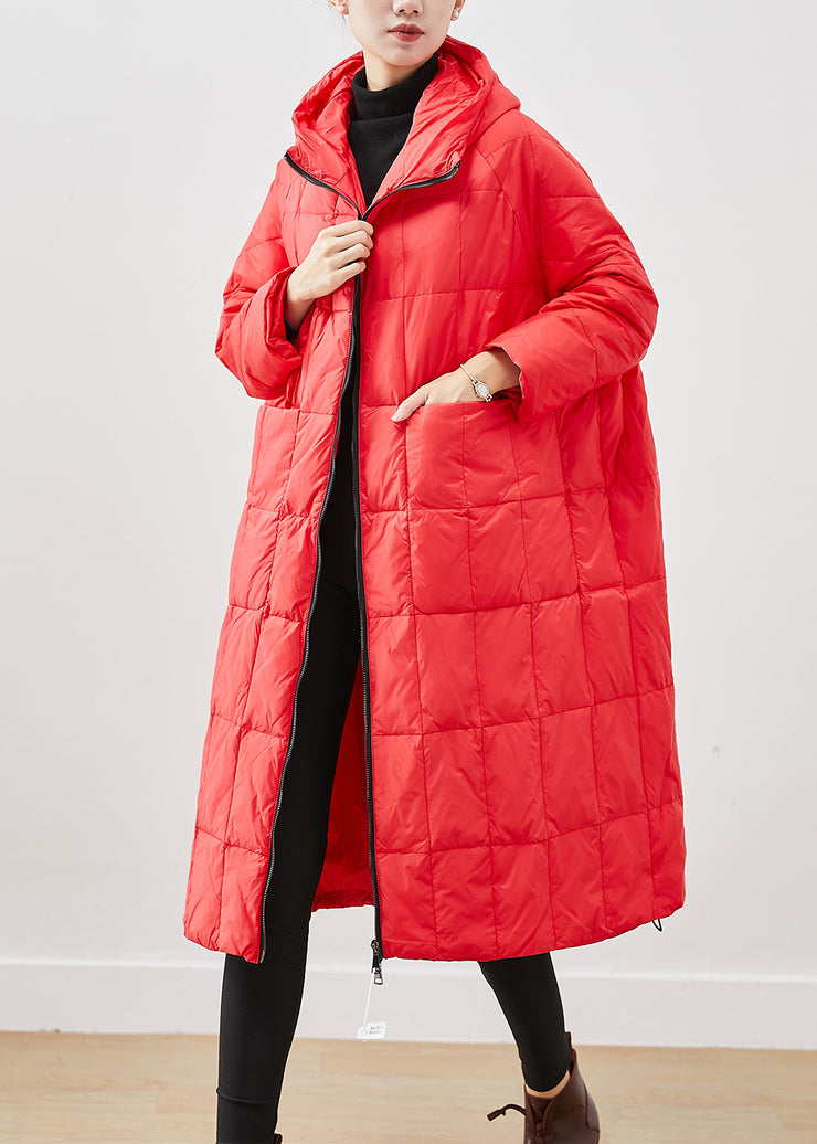 Organic Red Oversized Warm Duck Down Puffers Jackets Winter