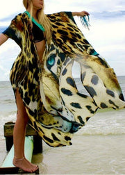 Organic Tiger Print side open Ankle Dress Coat - SooLinen