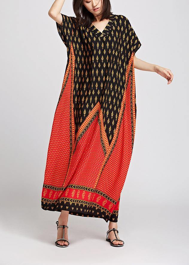 Luxy Women Vintage Print Maxi Dress Summer Caftan - SooLinen