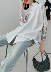 Organic White Embroidered Patchwork Cotton Shirt Spring