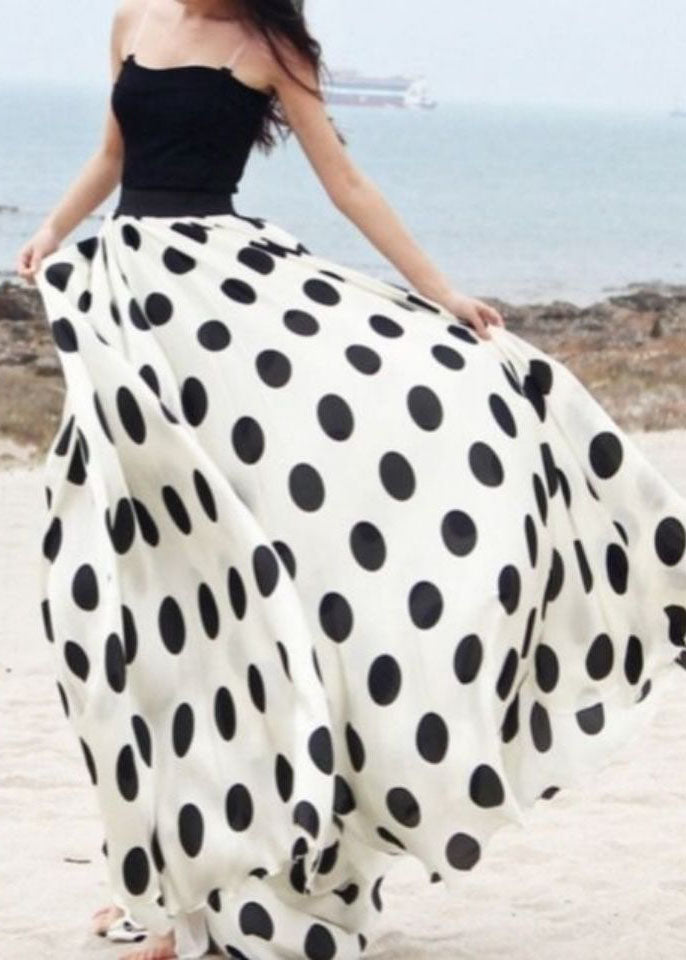 Organic White Exra Large Hem Print Chiffon Skirts Summer