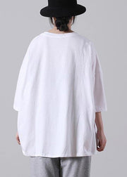 Organic White Half Sleeve Cotton Summer Top - SooLinen