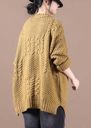 Organic Yellow Side Open Fall Sweater Top - SooLinen