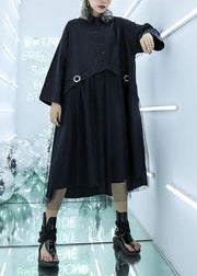 Organic black cotton clothes high waist Art patchwork Dress - SooLinen