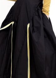 Organic black cotton quilting skirt high waist Traveling patchwork maxi skirts - SooLinen