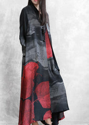 Organic black print Fashion crane dress Sewing stand Chinese Button  cardigan - SooLinen