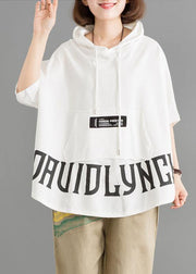 Organic cotton crane tops Women Summer Casual Hooded Half Sleeve Top - SooLinen