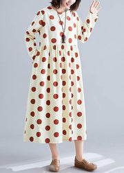 Organic dotted cotton tunics for women Shirts nude cotton robes Dress fall - SooLinen