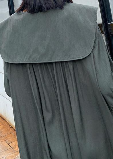 Organic gray green Tunics Sailor Collar Dresses summer Dresses - SooLinen