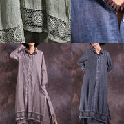 Organic gray long sleeve linen cotton clothes For Women lace hem Traveling summer cardigan - SooLinen