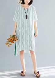 Bio-Chiffon-Kleiderschränke mit grünem Druck Lässige Anleitungen O-Ausschnitt Kunst-Sommerkleid