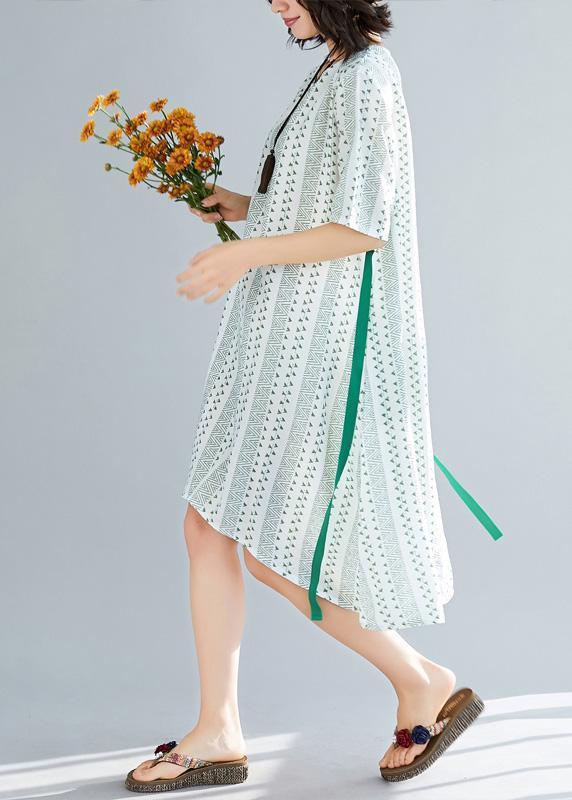 Organic green print Chiffon Wardrobes Casual Tutorials o neck Art Summer Dress