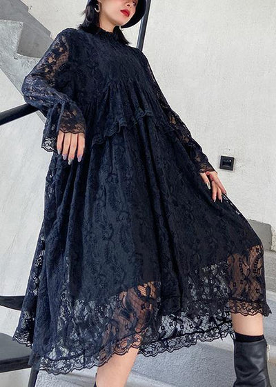 Organic lace Ruffles quilting clothes Photography black Dresses - SooLinen