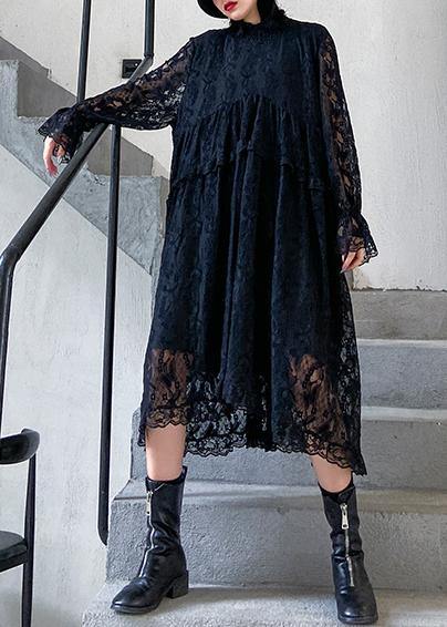 Organic lace Ruffles quilting clothes Photography black Dresses - SooLinen