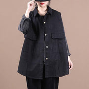 Organic lapel sleeeless fall top silhouette Fashion Ideas black shirts - SooLinen