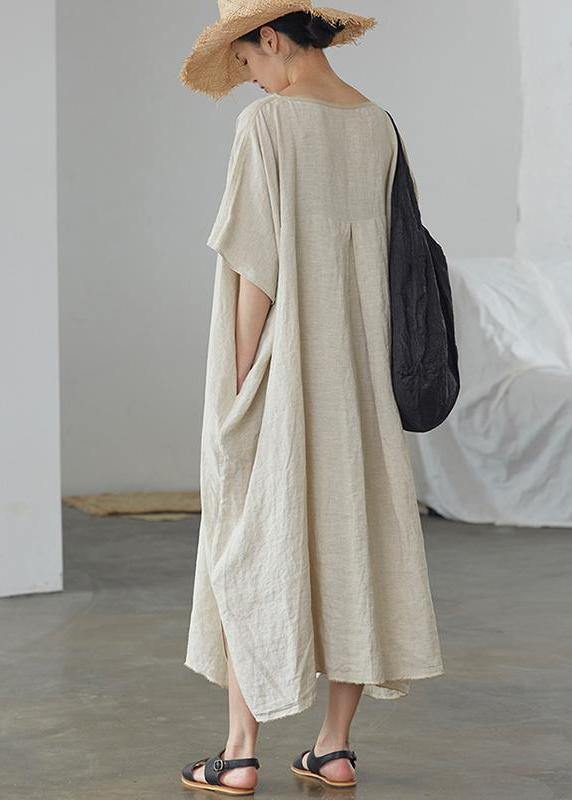 Organic linen Long Shirts Fashion Ultra-Loose Pure Color Graceful Linen Dress - SooLinen