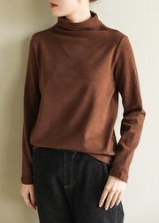 Organic nude cotton clothes half high neck Art spring blouse - SooLinen
