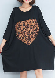 Organic o neck baggy Cotton tunic pattern Women Photography black short Dresses Summer