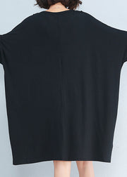Organic o neck baggy Cotton tunic pattern Women Photography black short Dresses Summer