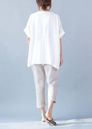 Organic o neck linen tops women blouses Photography white blouses summer - SooLinen