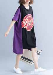 Organic o neck patchwork Cotton summer quilting dresses Photography black Dresses - SooLinen