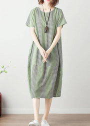 Organic patchwork Cotton tunic dress Work light green Dresses summer - SooLinen