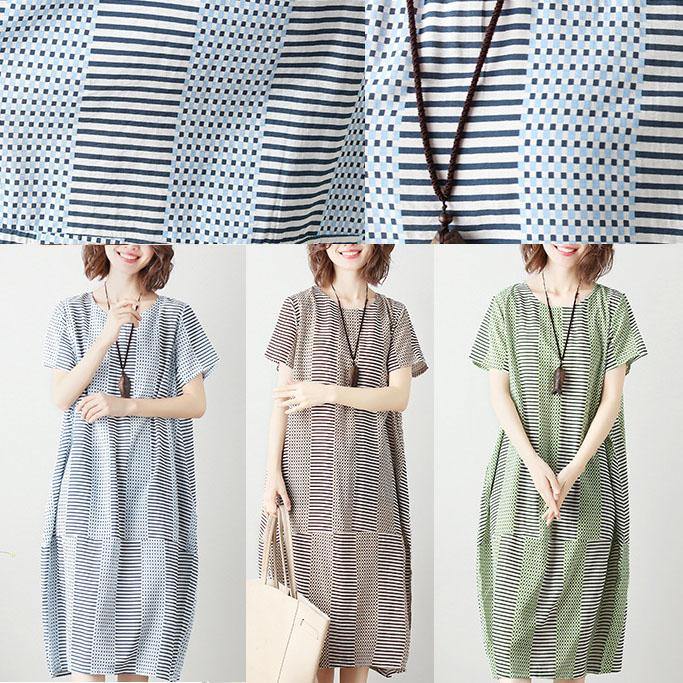Organic patchwork Cotton tunic dress Work light green Dresses summer - SooLinen