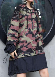 Organic prints hooded Cotton Tunics patchwork cotton fall Dress - SooLinen