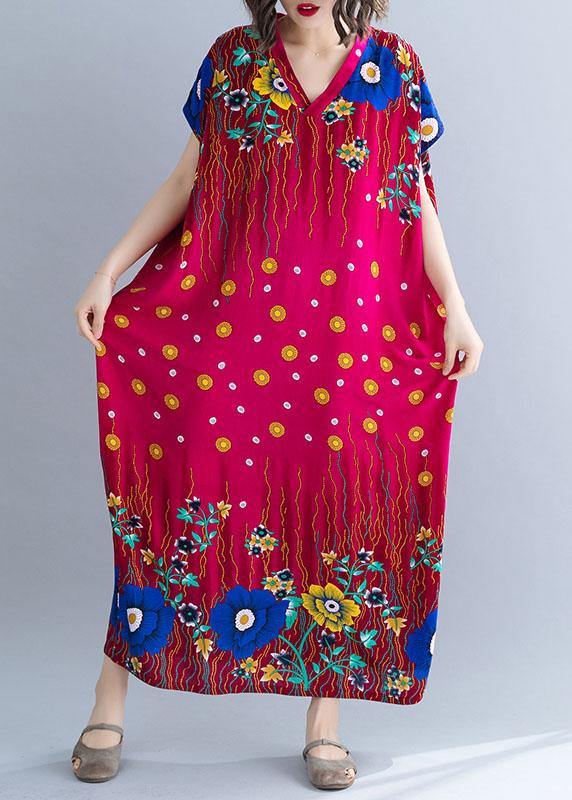 Organic v neck summer clothes For Women Inspiration red Dresses - SooLinen