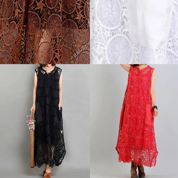 Organic white clothes For Women pockets asymmetric Kaftan summer Dresses - SooLinen