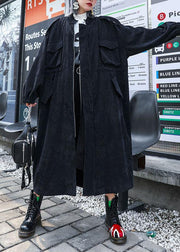 Organic zippered Fashion Coats Women black Plus Size Clothing outwear fall - SooLinen