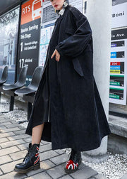 Organic zippered Fashion Coats Women black Plus Size Clothing outwear fall - SooLinen