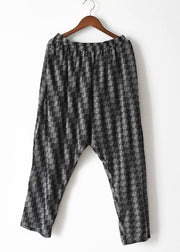 Original schwarz kariert asymmetrisch Patchwork Baumwolle zweiteiliges Set Damenbekleidung Sommer