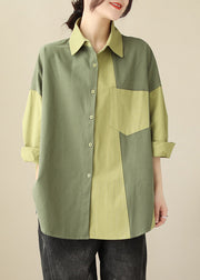 Original Colorblock Asymmetrical Patchwork Cotton Shirt Spring
