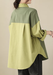 Original Colorblock Asymmetrical Patchwork Cotton Shirt Spring