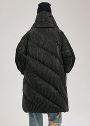Original Design Black Asymmetrical Patchwork Duck Down Puffer Jacket Winter