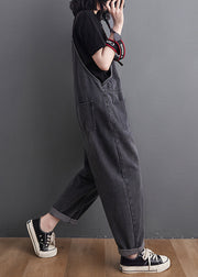 Original Design Black Oversized Denim Jumpsuit Summer