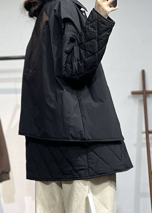 Original Design Black Oversized Thick Fine Cotton Filled Two Piece Set Women Clothing Winter