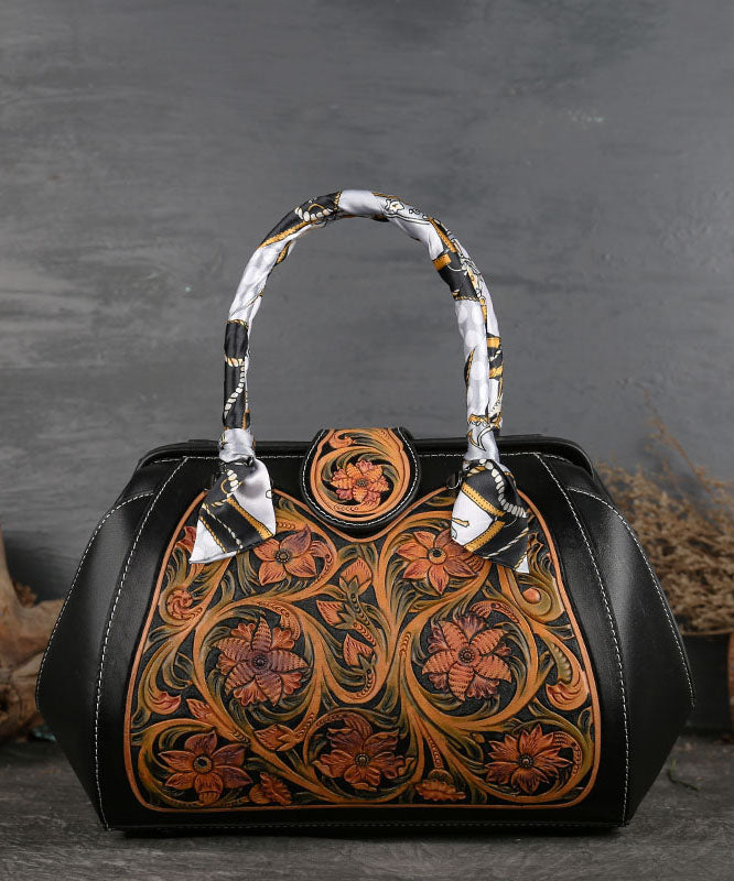 Original Design Black Print Calf Leather Tote Handbag