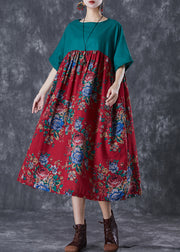 Original Design Colorblock Oversized Patchwork Cotton Maxi Dresses Summer