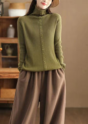 Original Design Grey Hign Neck Warm Woolen Sweater Fall