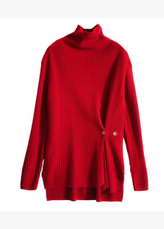Original Design Khaki Hign Neck Thick Woolen Knit Pullover Winter